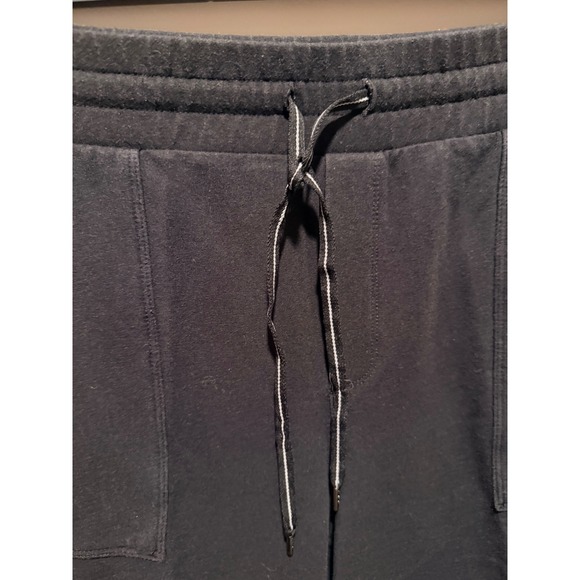 T by Talbots Black Pima Cotton Blend Jogger Pants Large Petite Drawstring Pocket - Picture 2 of 8